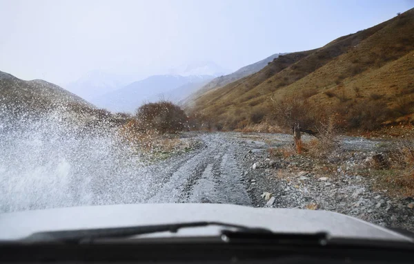 ヨーロッパの自然を通る道路の旅 視点のカーポイント — ストック写真