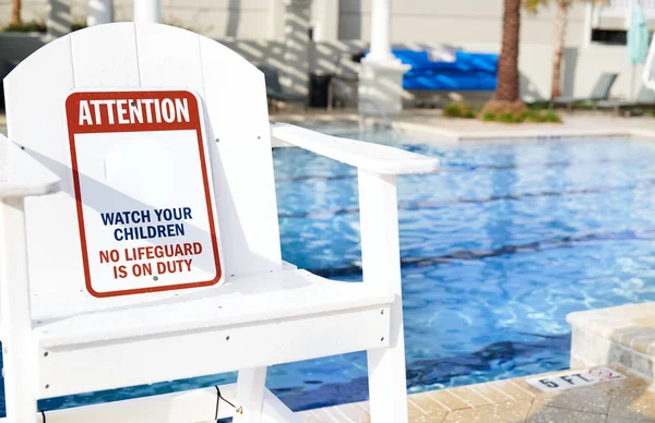 Safety Information Sign in the outdoors swimming pool — Stock Photo, Image