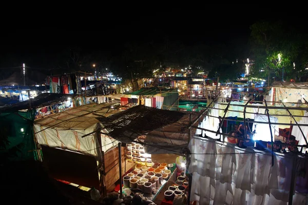 Szerkesztői Fénykép Éjszakai Piac Számos Butikok India Goa — Stock Fotó