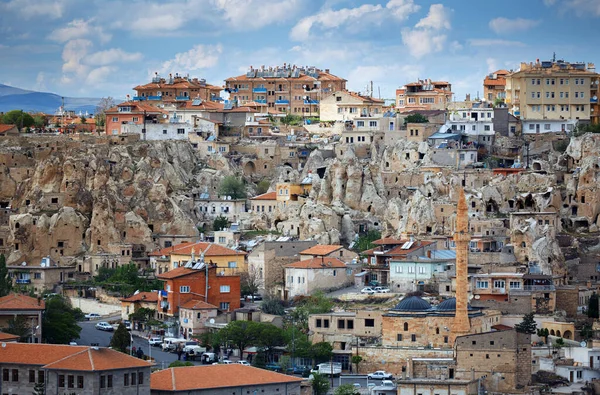 Cappadocia Turecko Květen 2014 Pohled Město Goreme Nachází Tuff Skály — Stock fotografie