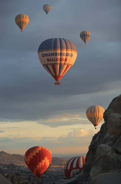 Cappadocia Turkey May 2014 Hot Air Balloons Flying Cappadocia Area — Stock Photo, Image