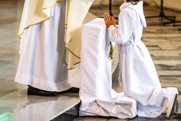 Boy Accepting First Holy Communion — Stock Photo, Image