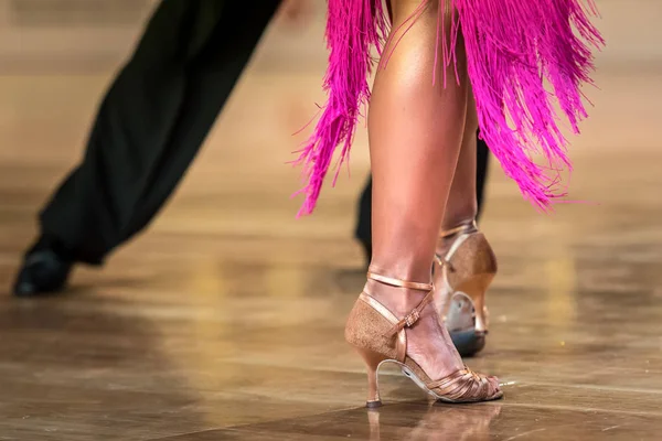 Voeten Paar Dansers Latino Dancing Competitie — Stockfoto