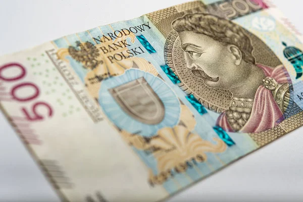 紙幣を磨く500 Pln Zloty — ストック写真