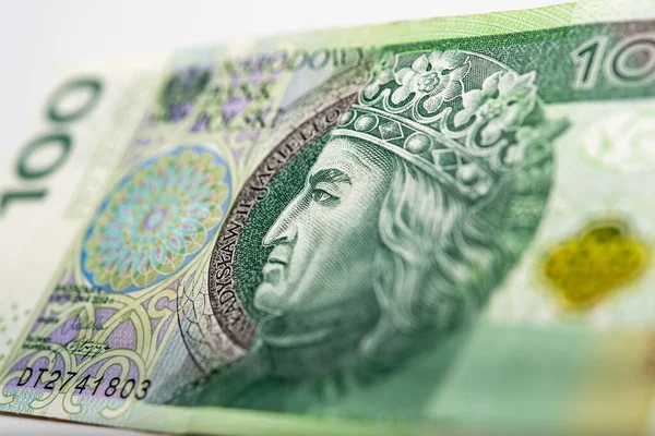 Notas Papel Polonês 100 Pln Zloty — Fotografia de Stock