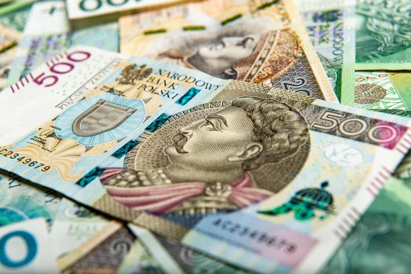 Polskie Pieniądze Lub Banknoty Papierowe — Zdjęcie stockowe