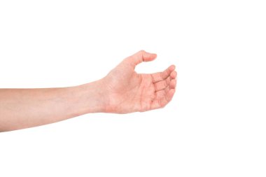 Beyaz arka planda izole edilmiş bir şey tutuyor.