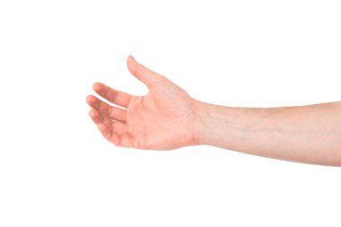 Beyaz arka planda izole edilmiş bir şey tutuyor.