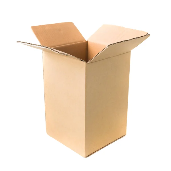 Open Cardboard Box Isolated White Background — Stock Photo, Image