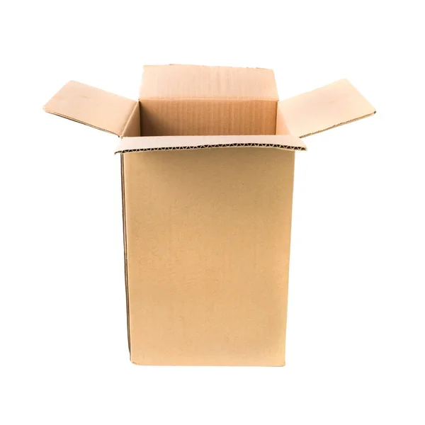 Boîte Ouverte Carton Isolée Sur Fond Blanc — Photo