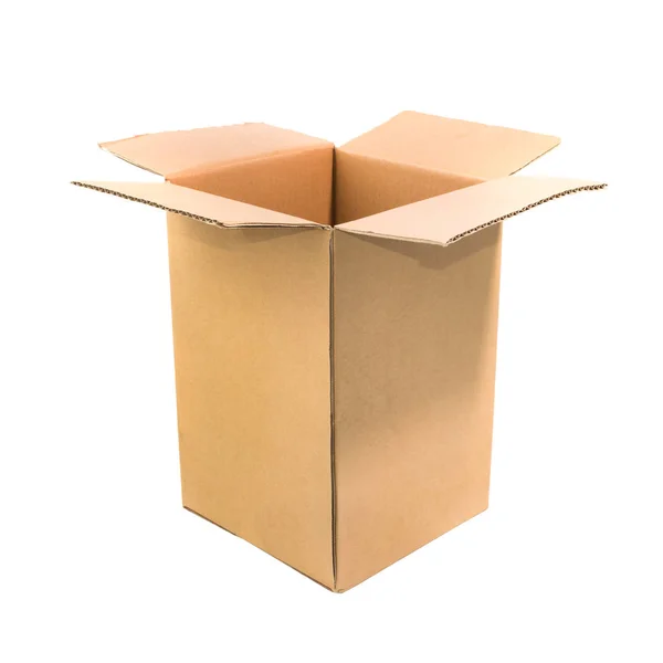 Open Cardboard Box Isolated White Background — Stock Photo, Image