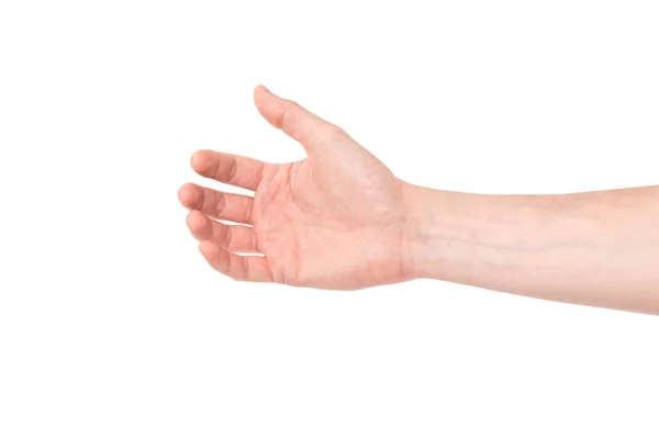 Χέρι Κρατώντας Κάτι Απομονωμένο Λευκό Φόντο — Φωτογραφία Αρχείου
