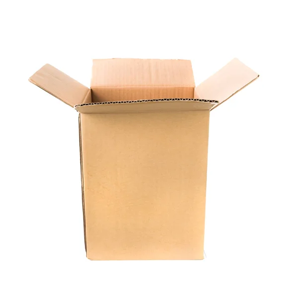 Open Cardboard Box Isolated White Background — Stock Photo, Image