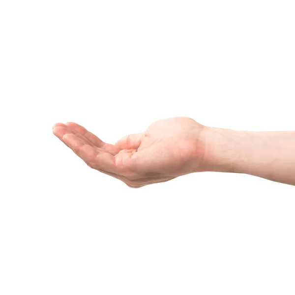 Hand Met Open Palm Geïsoleerd Witte Achtergrond — Stockfoto