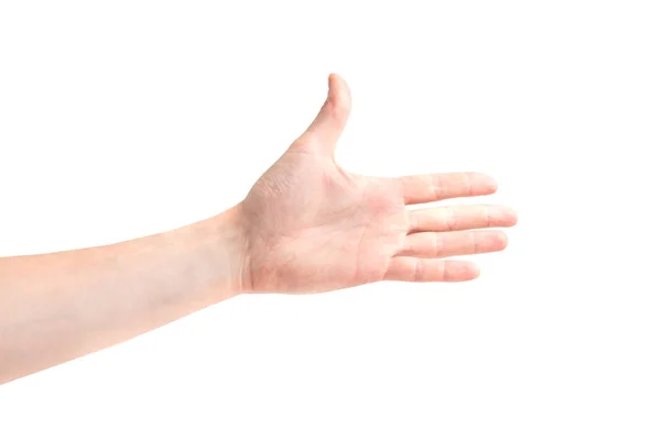 Hand Voor Handdruk Geïsoleerd Witte Achtergrond — Stockfoto