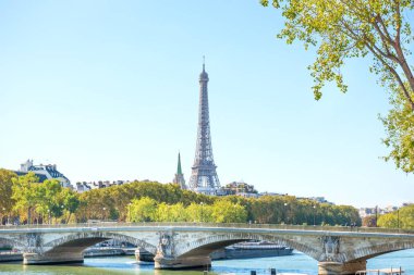 Eyfel Kulesi ve Paris, Fransa'da Seine köprüde