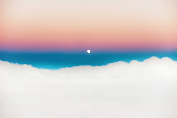 Ουρανό Και Σύννεφα Στο Ηλιοβασίλεμα Πανσέληνο Ανατέλλει Αεροφωτογραφία Από Αεροπλάνο — Φωτογραφία Αρχείου