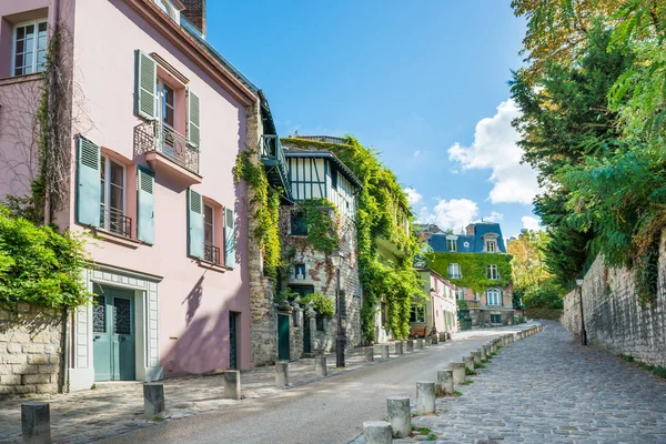 パリの居心地の良い観光路地 モンマルトル通り フランス — ストック写真