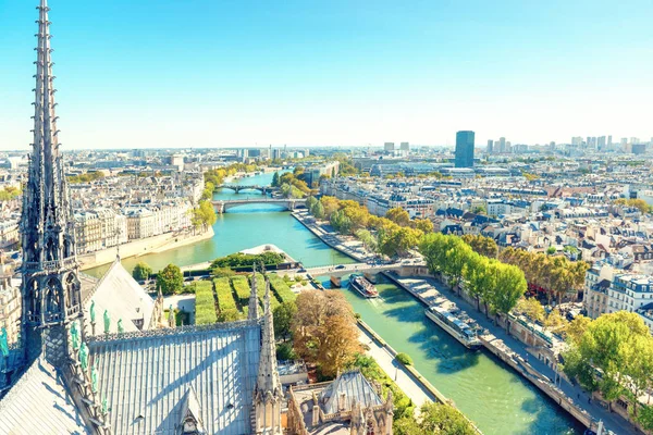 Pariser Stadtbild Mit Seinem Fluss Luftbild Dächern Und Stadtblick — Stockfoto