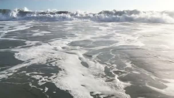 Ondas Azuis Surfando Praia Tropical Oceânica Imagens Alta Resolução — Vídeo de Stock