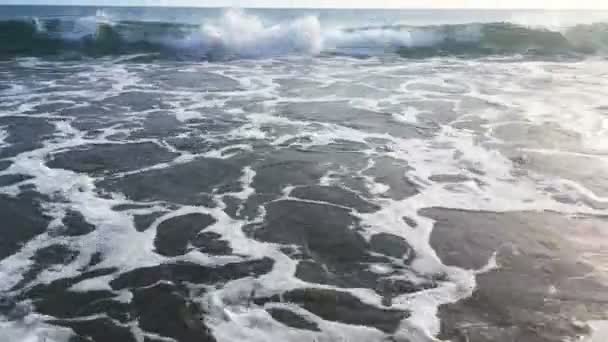 Olas Azules Surfeando Playa Tropical Oceánica Imágenes Alta Resolución — Vídeos de Stock