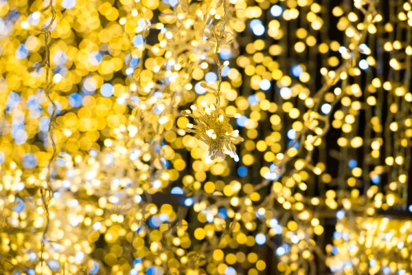 Рождественские Желтые Огни Гирлянде Рождественских Праздников — стоковое фото