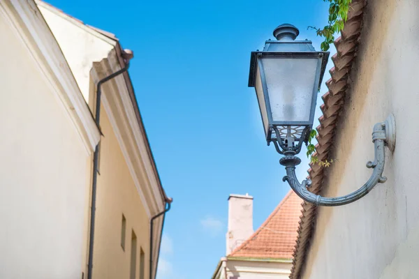 Forged Metal Streetlight Old European Street Blue Sky — Stock Photo, Image