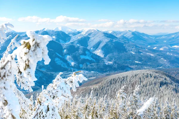 Pejzaż Zimowy Górach Śnieg Blue Hills — Zdjęcie stockowe