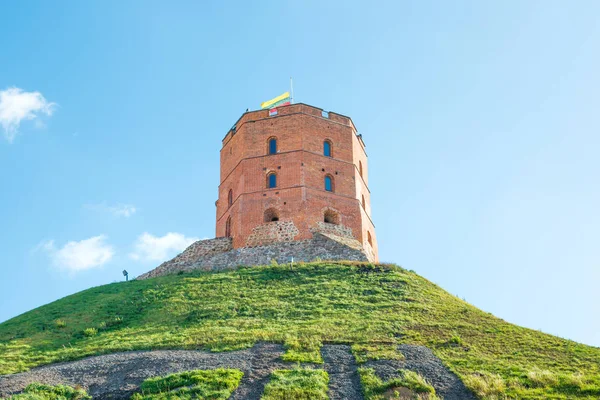 Torre Gediminas Collina Verde Contro Cielo Blu Vilnius Lituania — Foto Stock