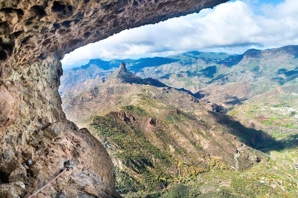 Dağ Vadisi Yol Kanarya Adası Nda Yukarıdan Manzaralı — Stok fotoğraf