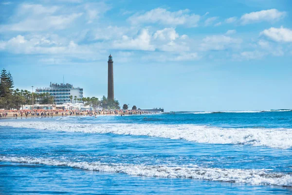 Nadmorskich krajobrazów z latarni morskiej w Maspalomas Wyspa Gran Canaria — Zdjęcie stockowe