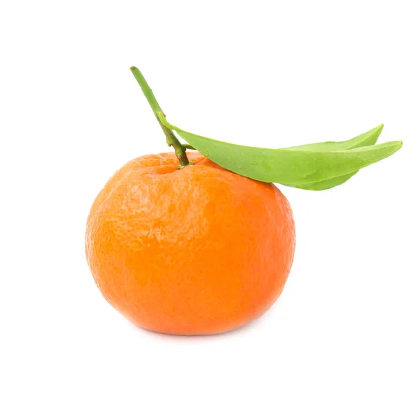 Orange mandarin with green leaf — Stock Photo, Image