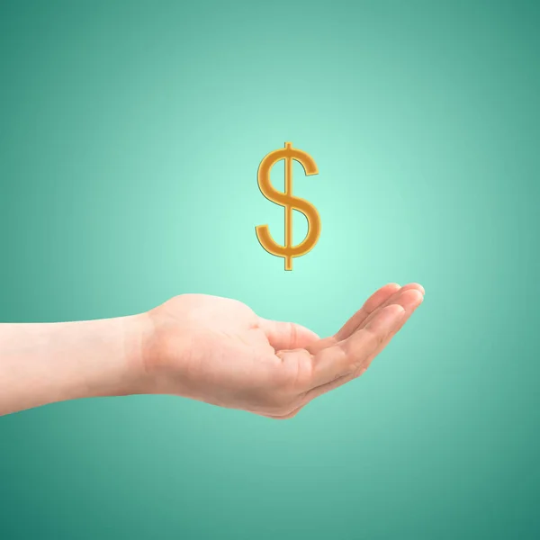 Hand with palm and dollar sign — Stock Photo, Image