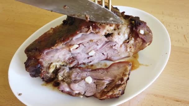 Gebratenes Fleisch auf dem Grill — Stockvideo