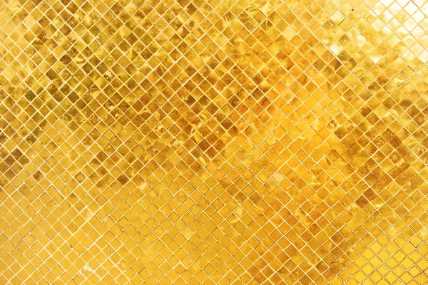 Closeup View Wall Surface Many Gold Shiny Mosaic Squares Can — Stock Photo, Image