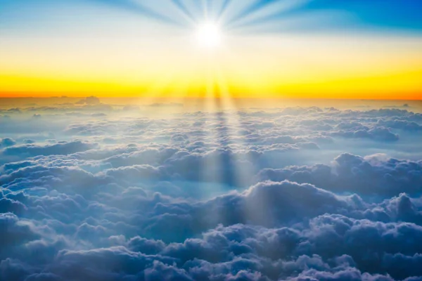 Sonnenuntergang Mit Blauen Wolken Luftaufnahme Aus Dem Flugzeug — Stockfoto