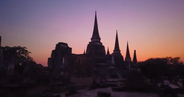 Čas Západu Slunce Wat Phra Sanphet Chrámu Ayutthaya Thajsko Noci — Stock video