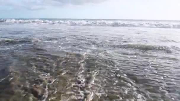 Ondas Azuis Surfando Praia Tropical Oceânica Clipe Resolução Full — Vídeo de Stock