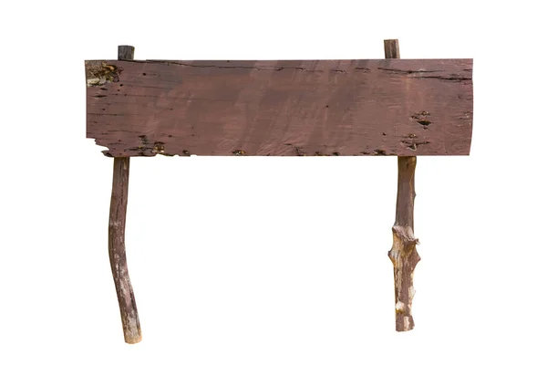 Drewniane Puste Stare Deski Reklamy Izolowane Białym Tle — Zdjęcie stockowe