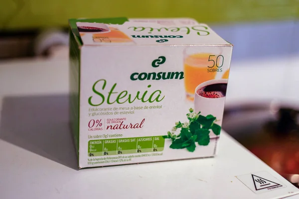 Stevia sweetener sachets — Stock Photo, Image