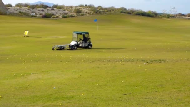 Golf máquina de recogida de bolas — Vídeo de stock