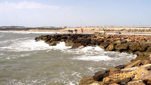 Rochas de praia e mar — Vídeo de Stock