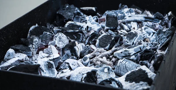 Carbón Caliente Caja Barbacoa Está Listo Para Cocinar — Foto de Stock