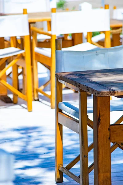 Beach Gelegen Restaurant Met Instelling Van Mariene Thematische Tabel — Stockfoto