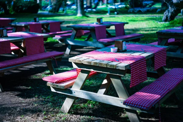 Tuinfeest Tafel Geserveerd Met Bestek Platteland Stijl — Stockfoto