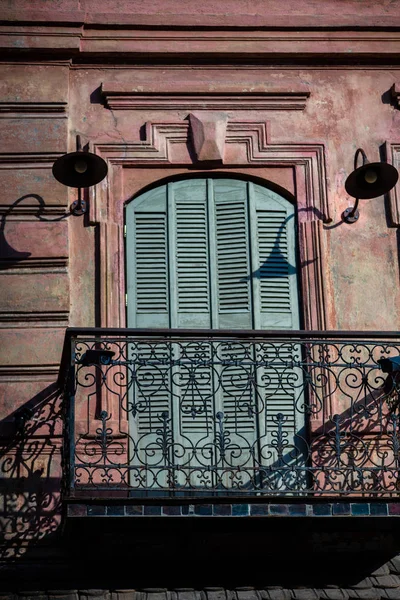 Balconies Old Tbilisi Sunny Day Carving Border Shadows — Stock Photo, Image