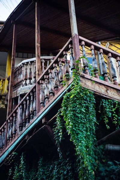 Balcones Tallados Del Viejo Tiflis Vista Tradicional Las Calles — Foto de Stock