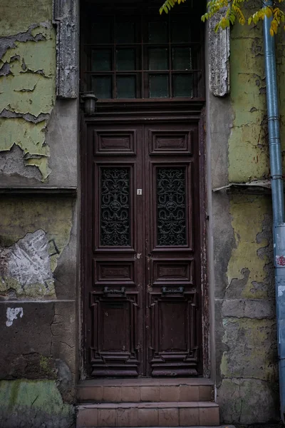 Porta Velha Com Decoração Ferro Forjado Casas Tbilisi Séculos República — Fotografia de Stock