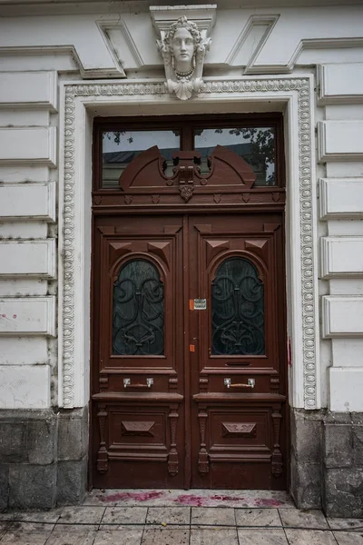 Old Door Forged Iron Decor Tbilisi Houses Centuries Republic Georgia — Stock Photo, Image