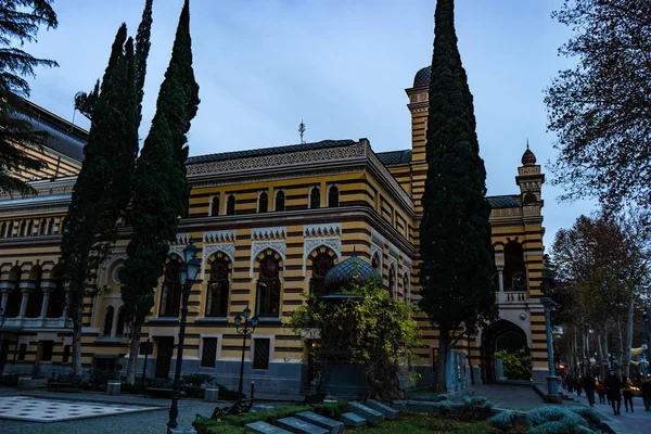 Gürcistan Tbilisi Noel Yeni 2019 Yıl Aydınlatma Sokakta Tarihi Merkezinde — Stok fotoğraf